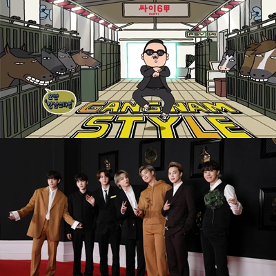 강남스타일 커버, 방탄소년단/사진=유튜브, 빅히트 엔터테인먼트