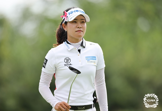박민지가 18일 KB금융스타챔피언십 최종라운드 3번홀 파세이브를 하고 있다./사진=KLPGA