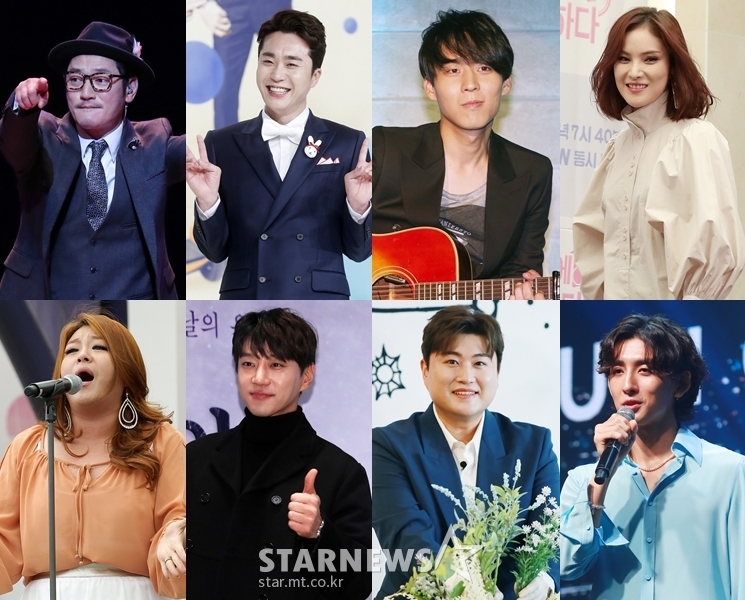 바비킴(사진 왼쪽 위부터 시계방향으로), 조성모, 하동균, 거미, 잔나비의 최정훈, 김호중, 황치열, 이영현./사진=이동훈 기자 photoguy@, 김창현 기자 chmt@, 김휘선 기자 hwijpg@