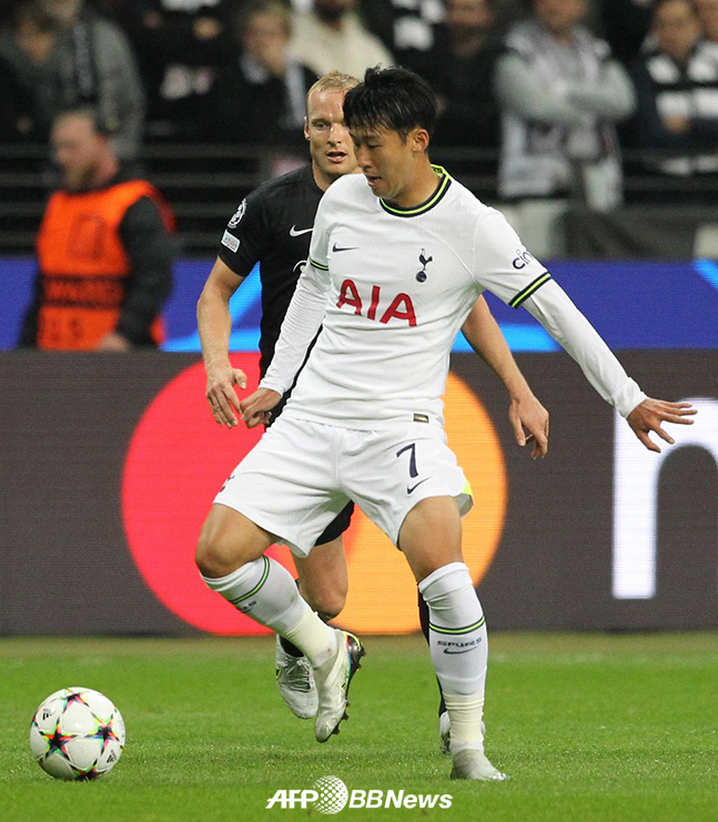 지난 프랑크푸르트와의 UEFA 챔피언스리그에 선발 출전했던 토트넘 손흥민. /AFPBBNews=뉴스1
