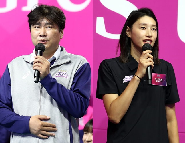 권순찬 감독-김연경(오른쪽)./사진=흥국생명