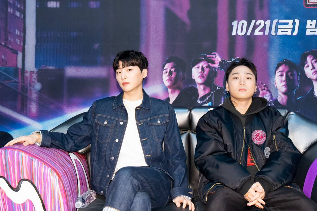 알티, 저스디스가 21일 오후 온라인 생중계로 진행된 엠넷 예능 '쇼미더머니 시즌11' 제작발표회에 참석해 포즈를 취하고 있다. /사진제공=엠넷 2022.10.21 /사진=이동훈 기자 photoguy@