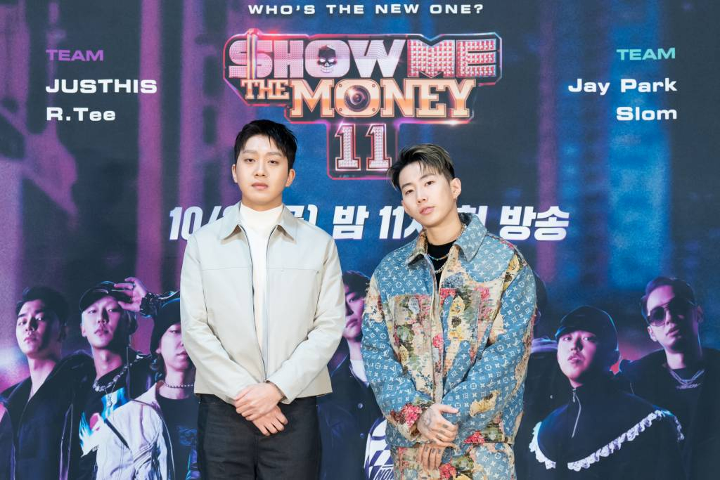 슬롬, 박재범이 21일 오후 온라인 생중계로 진행된 엠넷 예능 '쇼미더머니 시즌11' 제작발표회에 참석해 포즈를 취하고 있다. /사진제공=엠넷 2022.10.21 /사진=이동훈 기자 photoguy@