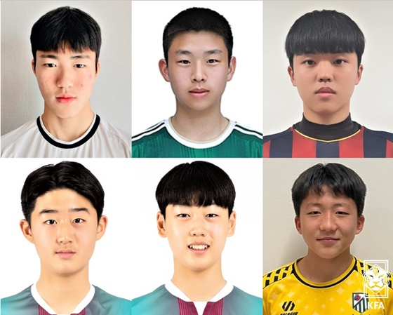 윗줄 왼쪽부터 모경빈, 박현민, 노건희. 아랫줄 왼쪽부터는 김도연, 박병찬, 김정음. /사진=대한축구협회 제공