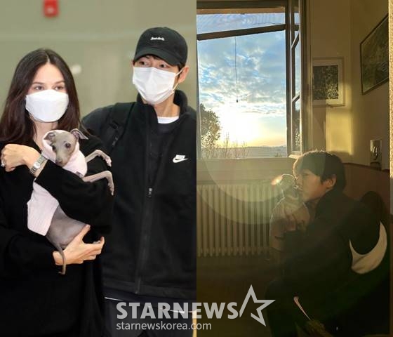 케이티 루이스 사운더스, 배우 송중기 /사진=스타뉴스 임성균 기자, 송중기 인스타그램