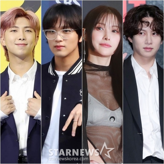 RM(왼쪽부터), 해찬, 박규리, 김희철 /사진=스타뉴스