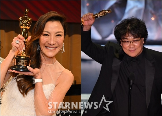 양자경(왼쪽) 봉준호 감독 /사진=/AFPBBNews=뉴스1=스타뉴스