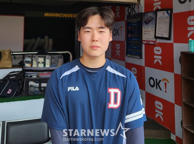 20일 KT와 시범경기를 앞두고 만난 두산 좌투수 최승용. /사진=안호근 기자