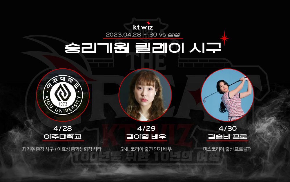 KT 위즈의 주말 3연전 시구자. /그래픽=KT 위즈 제공