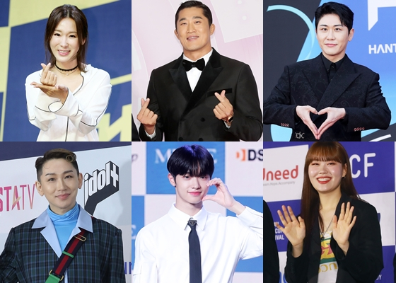 이지혜,(ㅅ진 맨 왼쪽 위부터 시계방향으로), 김동현, 영탁, 엄지윤, 손동표, 김호영./사진=김휘선 기자 hwijpg@, 김창현 기자 chmt@