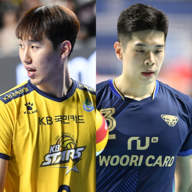 한성정(왼쪽)과 황승빈./사진=한국배구연맹