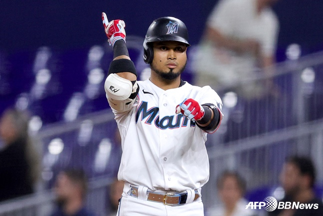 MLB 올스타 팬투표 1차집계에서 ML 2루수 1위를 달리고 있는 마이애미 루이스 아라에즈. /AFPBBNews=뉴스1