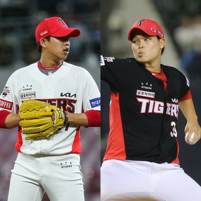 임기영(왼쪽)과 최지민./사진=KIA 타이거즈