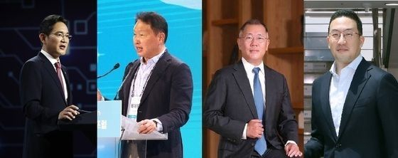 (왼쪽부터) 이재용 삼성전자 회장, 최태원 SK그룹 회장, 정의선 현대차그룹 회장, 구광모 LG 회장. 사진제공=뉴스 1
