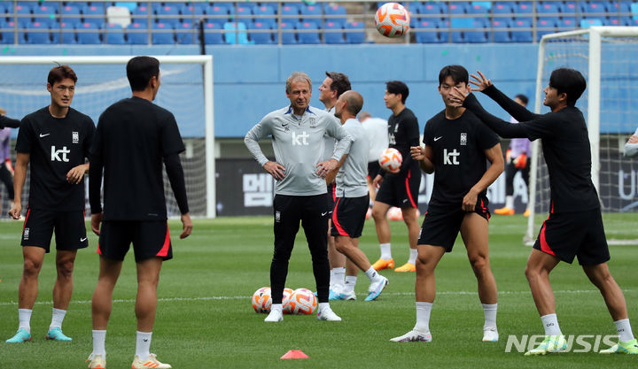 한국 축구대표팀 팀 훈련 모습. /사진=뉴시스