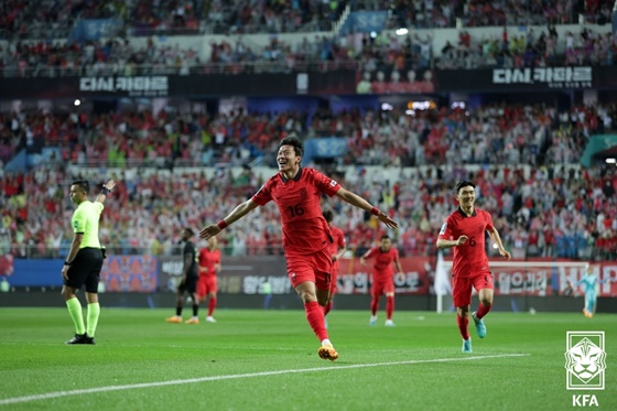 지난 20일 엘살바도르전에서 골을 터뜨린 황의조. /사진=대한축구협회 제공