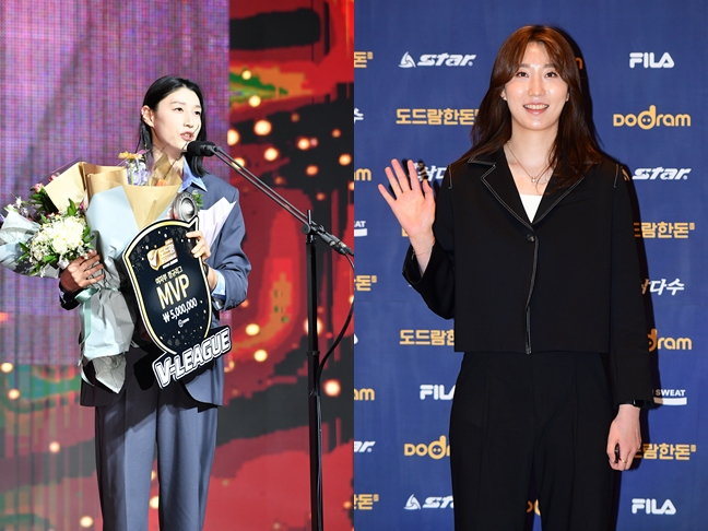 프로배구 연봉퀸 김연경(왼쪽)과 박정아. /사진=KOVO