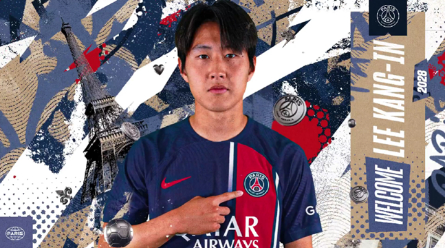 파리를 상징하는 에펠탑을 배경과 함께 이강인의 사진을 올리며 그를 환영한 PSG. /사진=PSG SNS