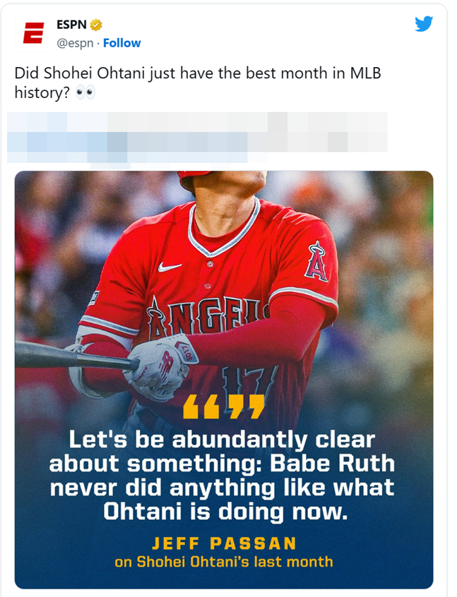 오타니에 대한 제프 파산 기자의 평가. /사진=ESPN SNS 캡처