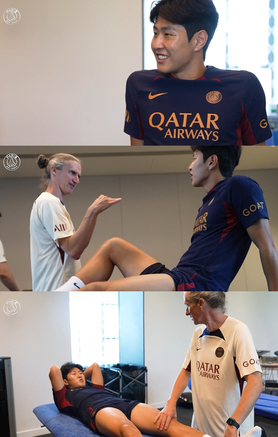 몸 상태를 점검하는 이강인. /사진=PSG 공식 홈페이지 영상 갈무리