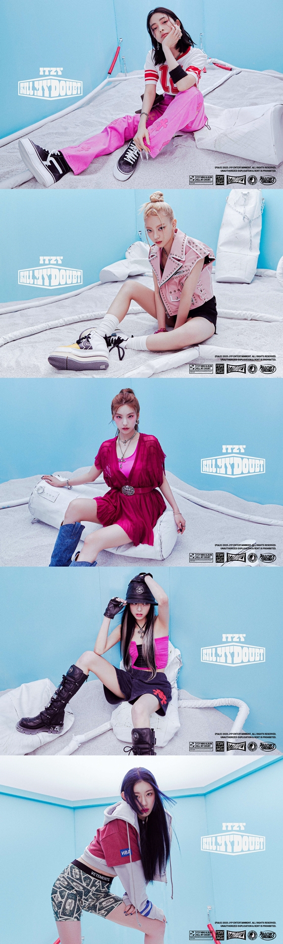 그룹 ITZY의 류진, 리아, 예지, 유나, 채령/사진=JYP엔터테인먼트