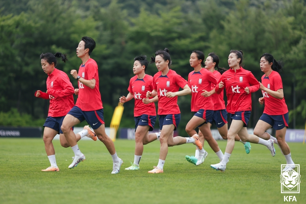 한국 여자 축구대표팀 훈련 모습. /사진=대한축구협회