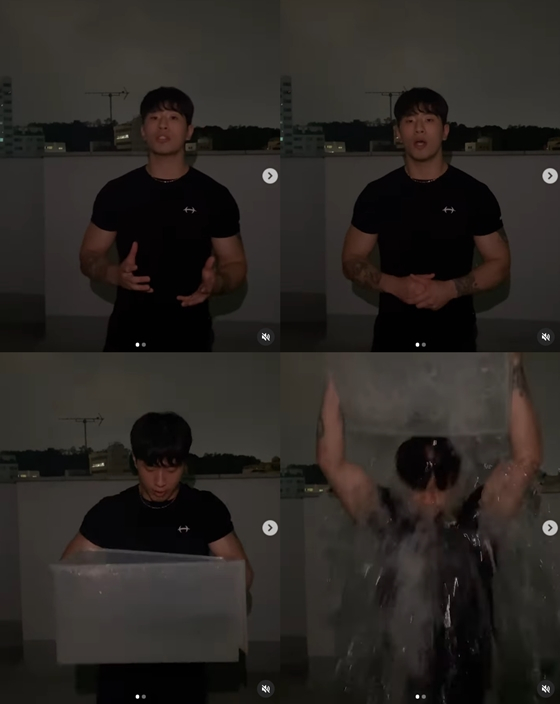 오반이 아이스버킷 챌린지 참여 인증 영상을 공개했다./사진=오반 인스타그램