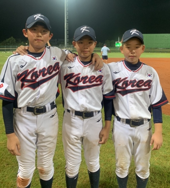 왼쪽부터 U-12 야구대표팀의 이의정, 양상명, 윤태웅./사진=대한야구소프트볼협회