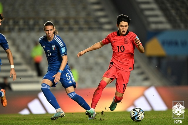 20세 이하(U-20) 월드컵에서 활약한 배준호(오른쪽). /사진=대한축구협회 제공