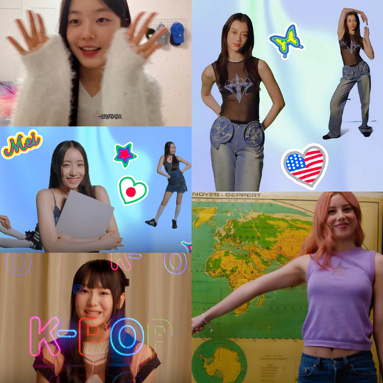/사진=오른쪽 상단부터 시계방향으로 메간(미국), 셀레스테(아르헨티나), 히나리(일본), 메이(일본), 윤채(대한민국)