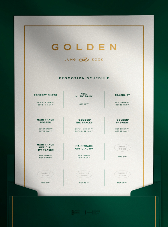 방탄소년단 정국의 첫 솔로 앨범 'GOLDEN'의 프로모션 스케줄러/사진제공=빅히트 뮤직
