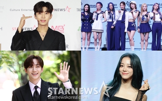 임영웅(사진 왼쪽 위부터 시계방향으로), 드림캐쳐, 김세정, 이준호/사진=스타뉴스, 젤리피쉬