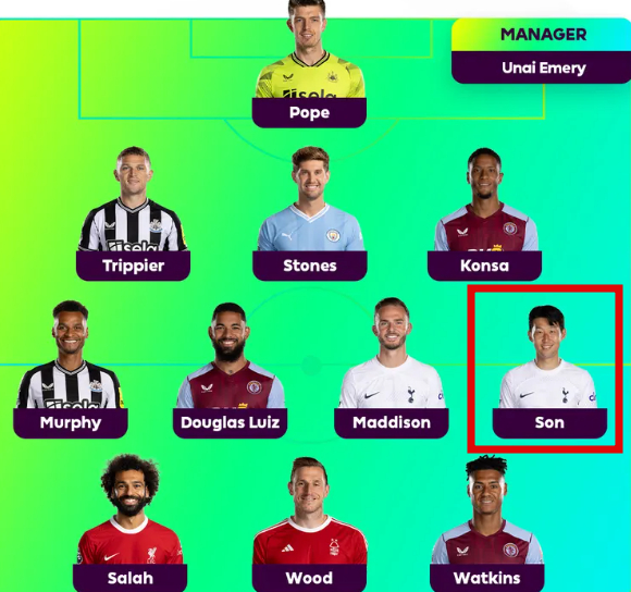 EPL 사무국이 선정한 EPL 9라운드 이주의 팀. /사진=EPL 공식 홈페이지