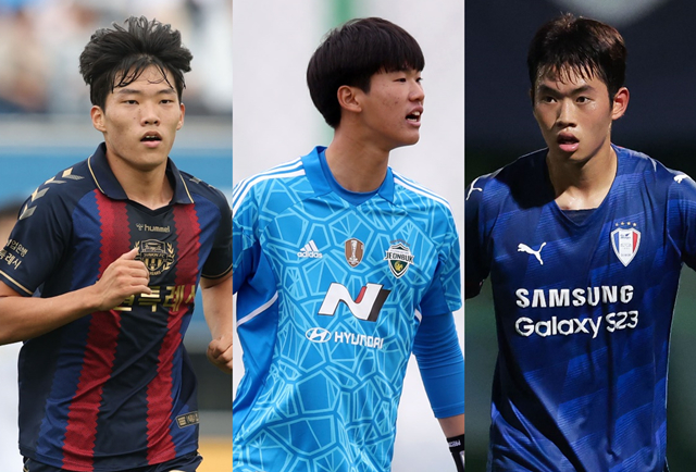 왼쪽부터 김도윤(수원FCU18)-공시현(전북U18)-정성민(수원삼성U18). /사진=한국프로축구연맹 제공