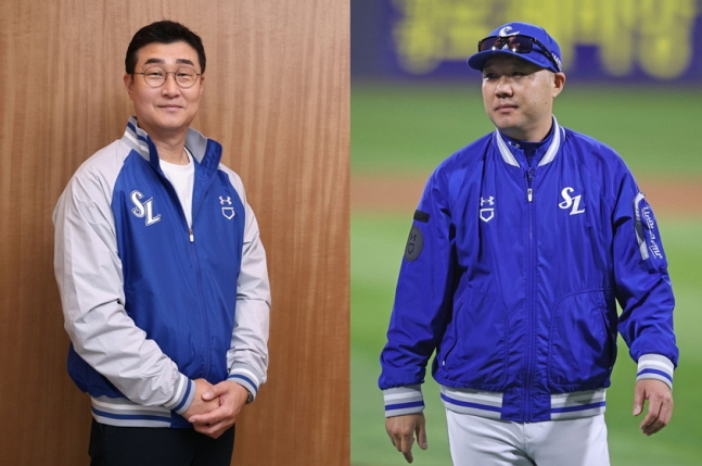 삼성 이종열 단장(왼쪽)과 박진만 감독. /사진=삼성 라이온즈