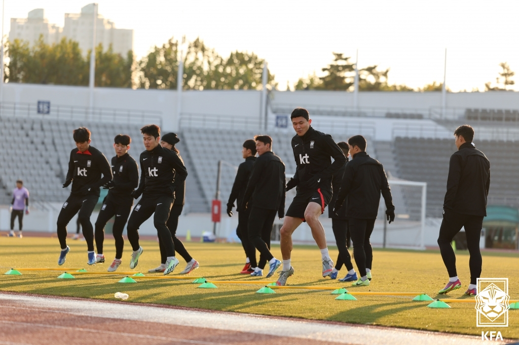 한국 축구대표팀의 훈련 모습. /사진=대한축구협회