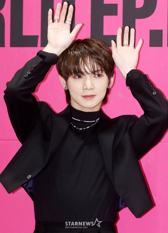 그룹 에이티즈(ATEEZ) 여상이 1일 오전 서울 강남구 신사동 안다즈 서울 강남에서 진행된 정규 2집 '더 월드 에피소드 파이널 : 윌(THE WORLD EP FIN : WILL)' 발매 기념 기자간담회에 참석해 포즈를 취하고 있다. 2023.12.01 /사진=김창현