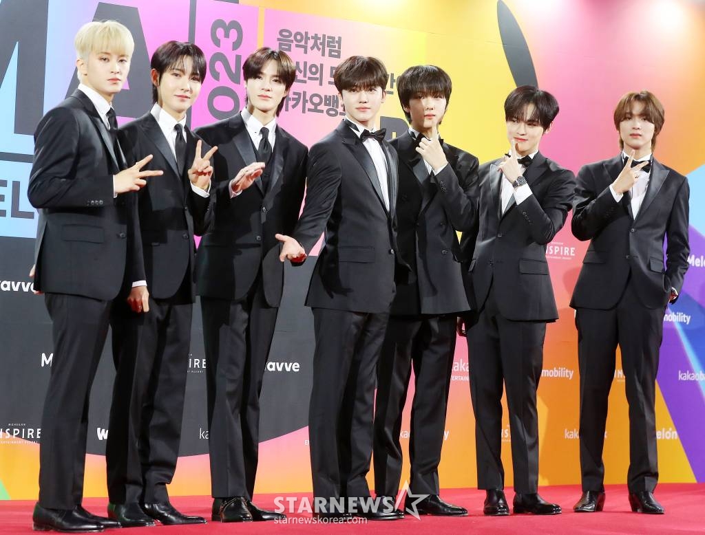 그룹 NCT드림이 2일 오후 인천 중구 인스파이어 아레나에서 진행된 'MMA 2023'(제15회 멜론 뮤직어워드) 레드카펫 행사에 참석해 포즈를 취하고 있다. 2023.12.02 /사진=김창현