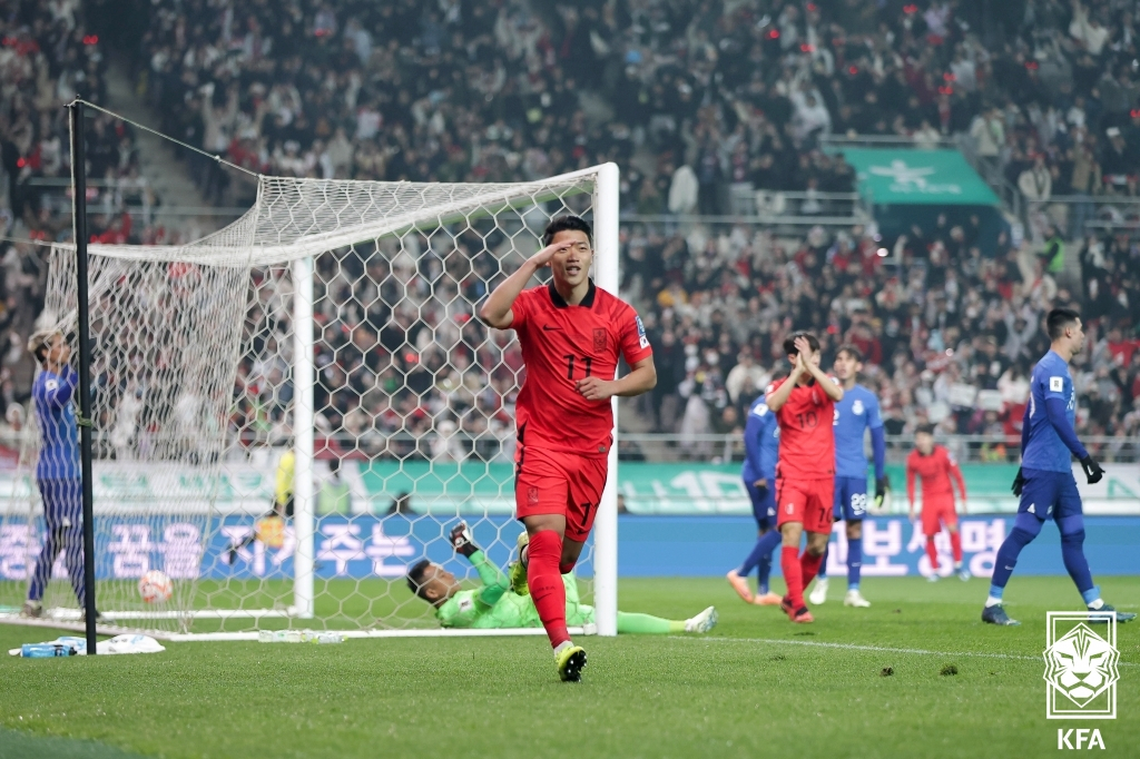 싱가포르전 득점 후 황희찬. /사진제공=대한축구협회
