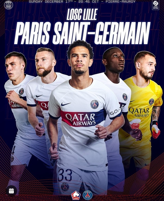 PSG-릴 경기 포스터. /사진=PSG SNS