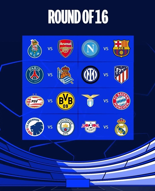 2023~2024 UCL 16강 대진표. /사진=유럽챔피언스리그 SNS