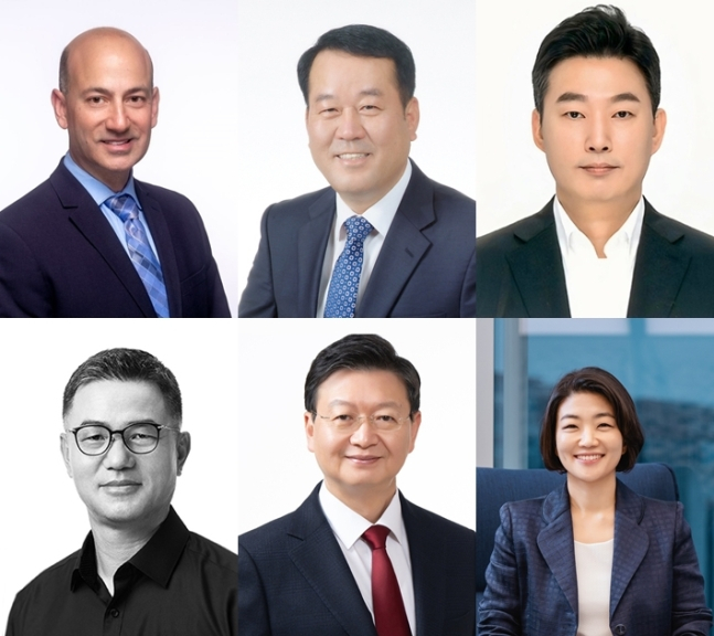 (왼쪽 위부터)현대차·기아 브라이언라토프 사장, 현대차 이동석 사장, 현대오토에버 김윤구 사장. (왼쪽 아래부터)현대카드 전병구 사장, 현대차증권 배형근 사장, 현대차 김혜인 부사장.