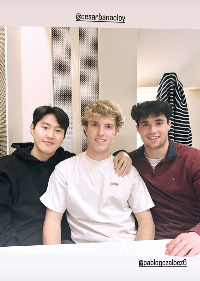 왼쪽부터 이강인, 세사르 바나클로이, 파블로 곤살베스. /사진=이강인 SNS