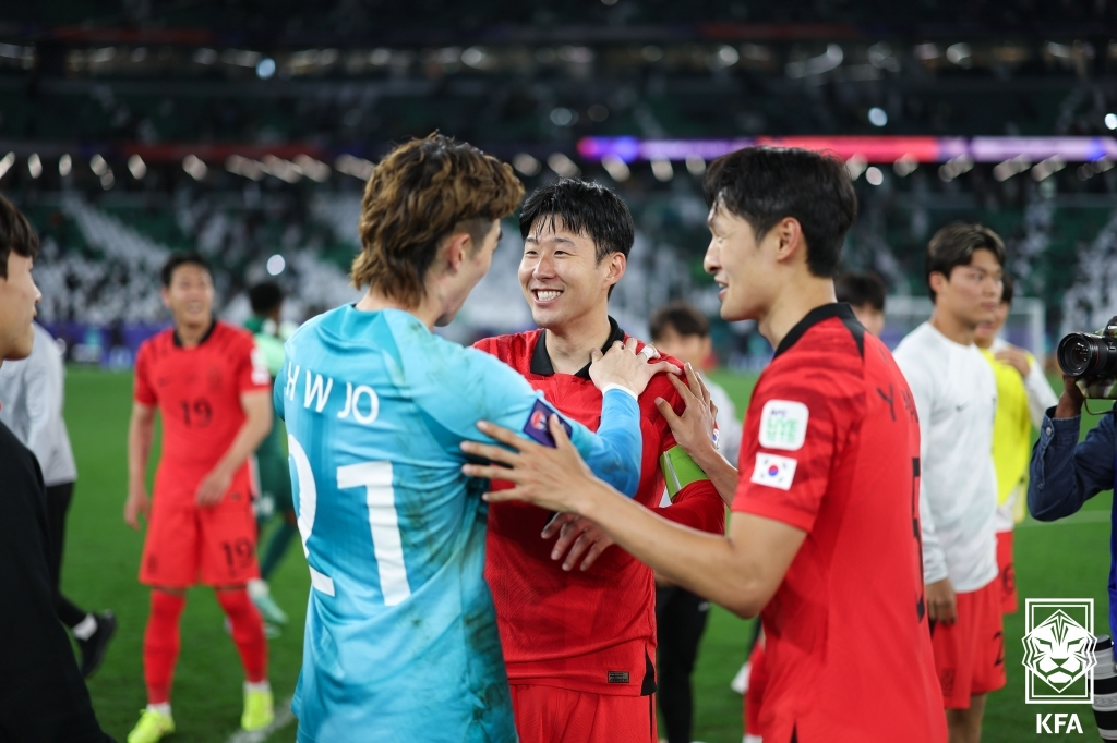 승리 후 기뻐하는 한국 선수들. /사진=대한축구협회 제공