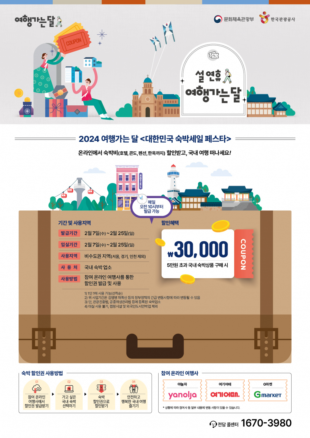 ‘설 연휴 여행가는 달과 함께하는 2024 숙박세일 페스타’ 인포그래픽