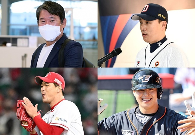 용띠 야구인들. 왼쪽 위부터 시계방향으로 조계현 KBO 전력강화위원장, 이승엽 두산 베어스 감독, 한화 노시환, SSG 김광현. /사진=OSEN, KIA 타이거즈, 한화 이글스