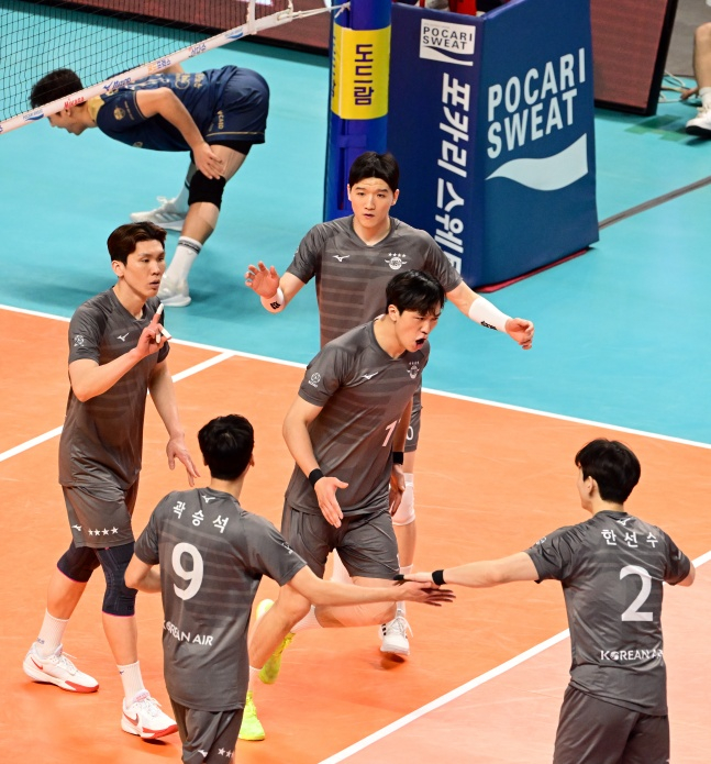 대한항공 선수단. /사진=한국배구연맹