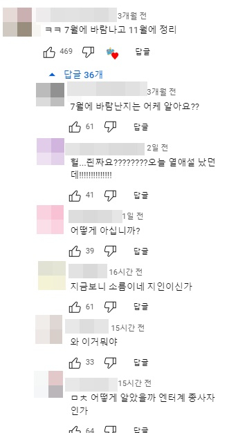 /사진=유튜브 영상 댓글 캡처