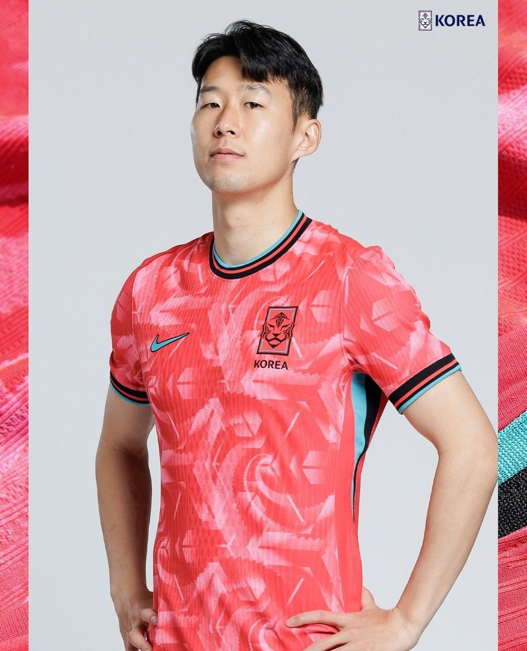 대한민국 국가대표팀 신규 유니폼을 입은 손흥민(토트넘 홋스퍼). /사진=대한축구협회(KFA) 공식 사회관계망서비스(SNS)