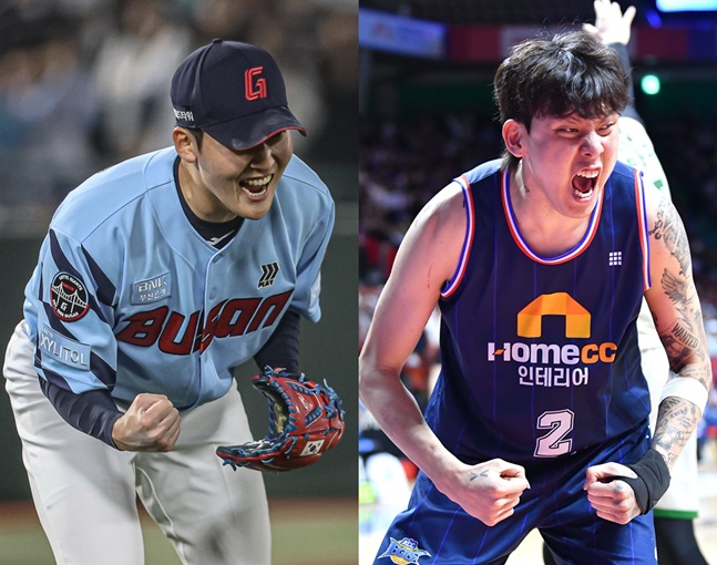 롯데 자이언츠 최준용(왼쪽)과 부산 KCC 이지스 최준용. /사진=롯데 자이언츠, KBL